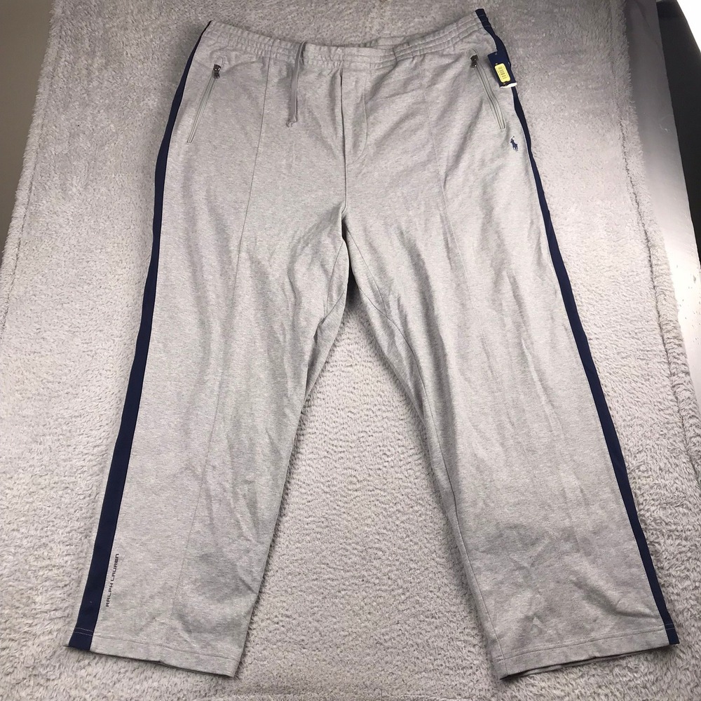 Polo Ralph Lauren Sweatpants Men 4XB Gray Performance Side Stripe Joggers NWT